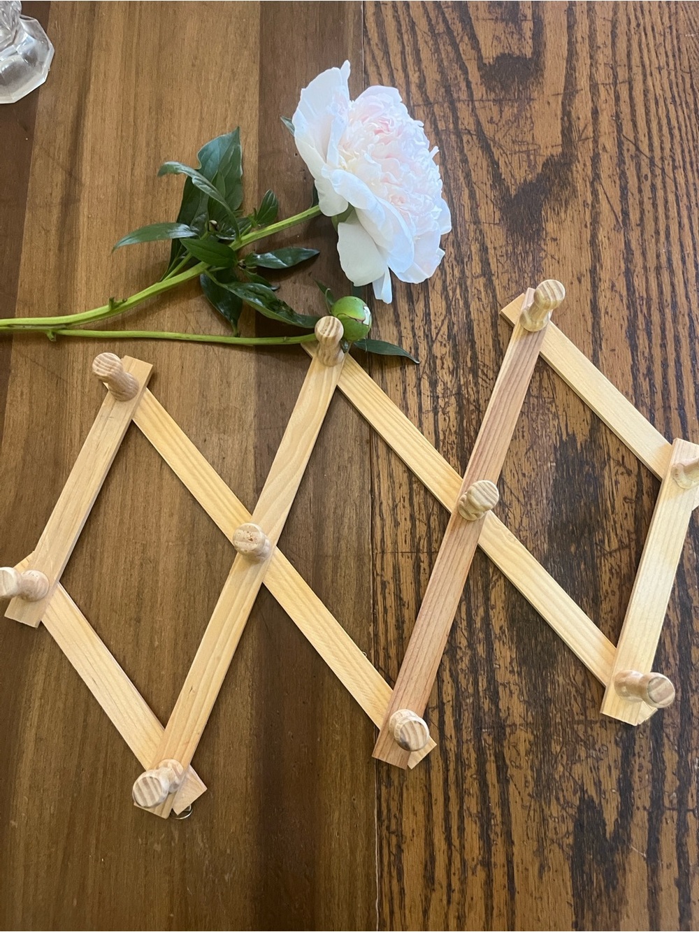 Unbranded Natural Wood Expandable Peg Rack - Light Wood